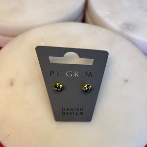 (#96) Pilgrim Black and Gold Sparkling Earrings